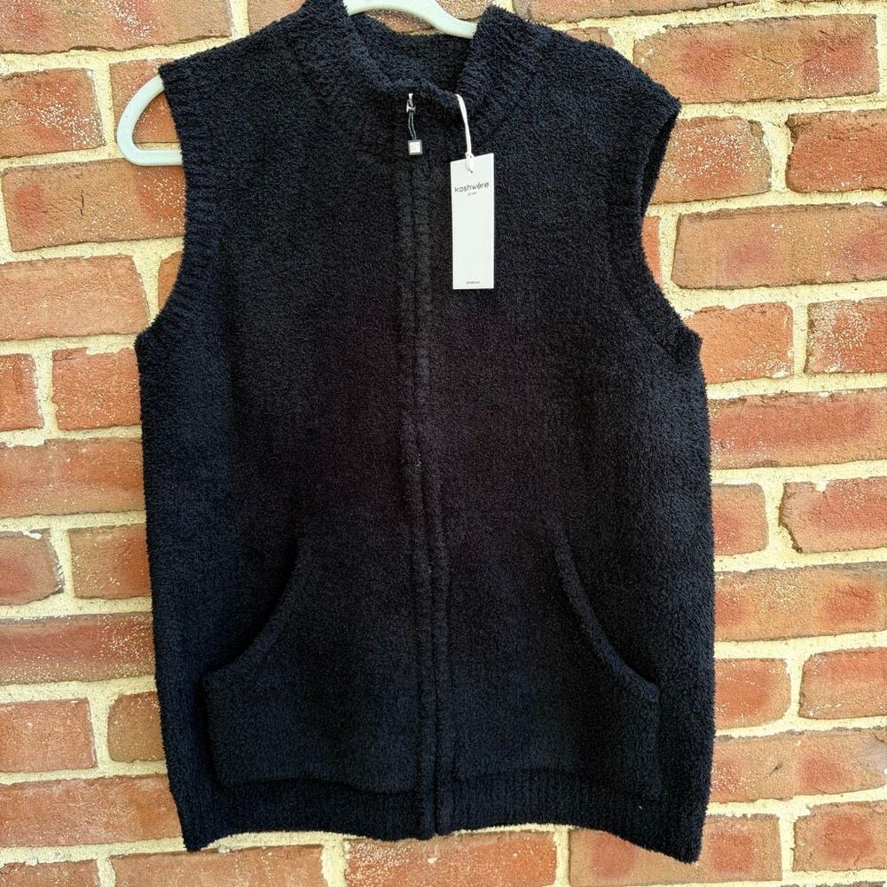 KASHWÉRE Unisex Cozy Dream Plush Knit Vest Black XL NWT